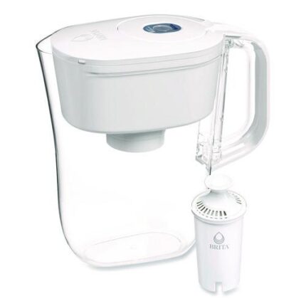 Small 6-Cup Water Filter Pitcher with 1 Standard Filter, Denali, White