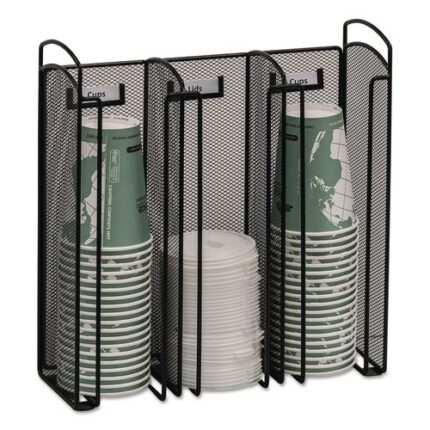 Onyx Breakroom Organizers, 3 Compartments, 12.75 x 4.5 x 13.25, Steel Mesh, Black