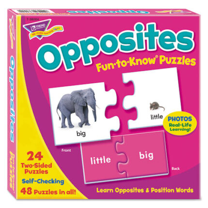 Fun to Know Puzzles, Matching Opposites and Position Words, Pre-K to K, 24 Pieces